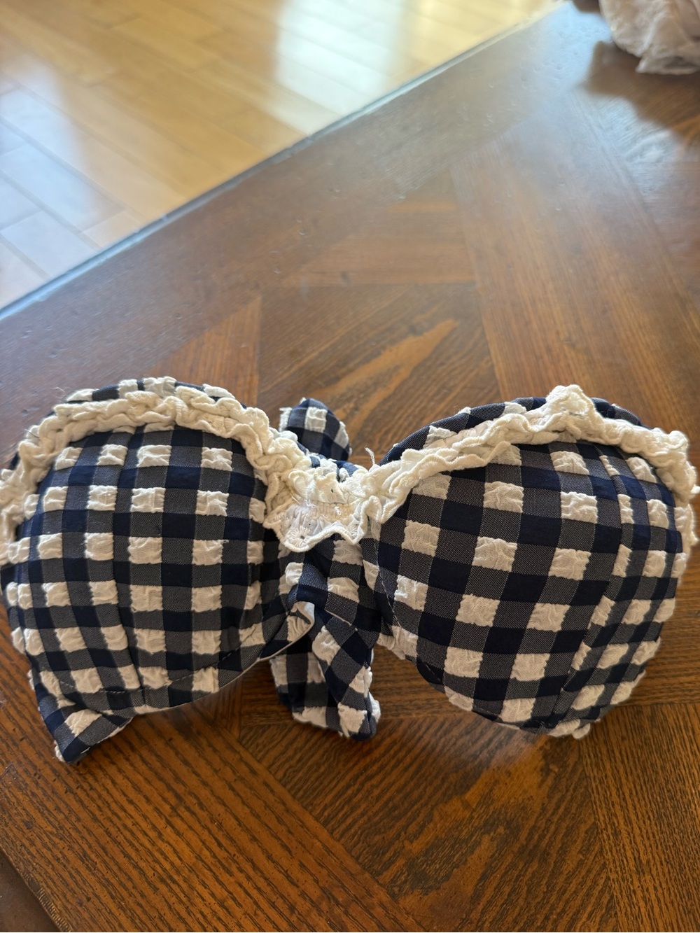 Beach Bunny Navy & Cream Gingham Bikini Top